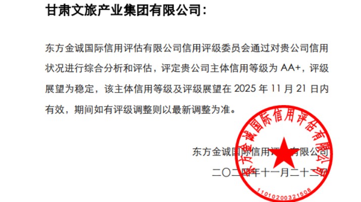 喜报！完美（中国）文旅集团获AA+主体信用评级